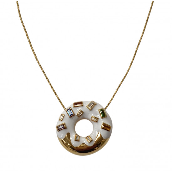 Necklace donut white gold platted