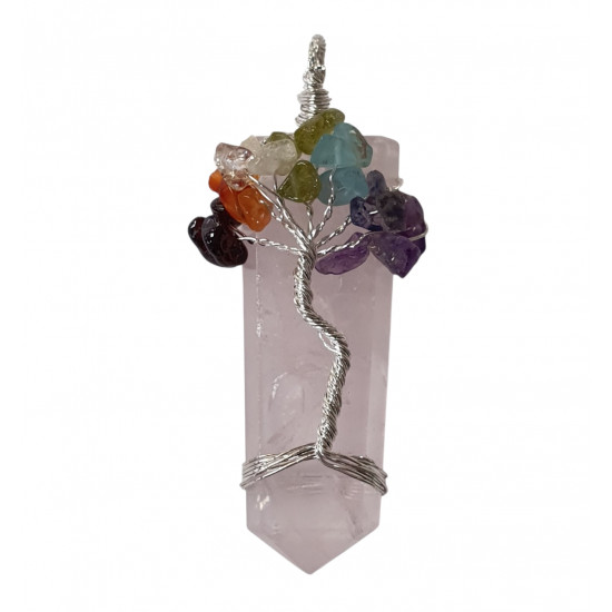 pendant rose quartz 7 chakras