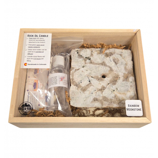Rock oil candle rainbow moonstone