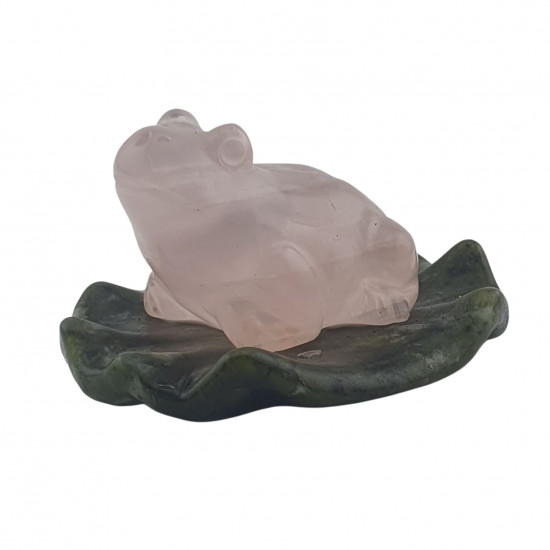 rose quartz frog on water lily