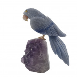 parrot blue aventurine on amethyst