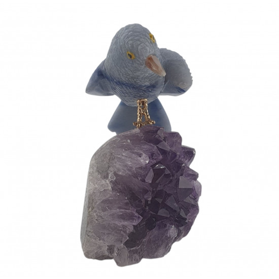 parrot blue aventurine on amethyst