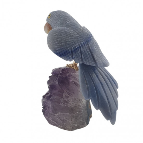 parrot blue aventurine on amethyst