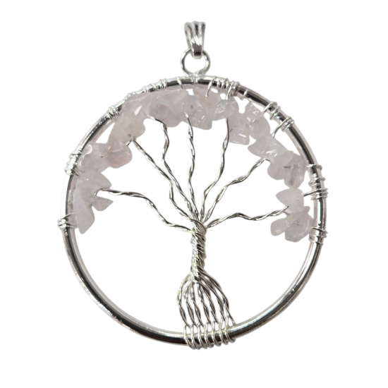 pendant tree of life rose quartz