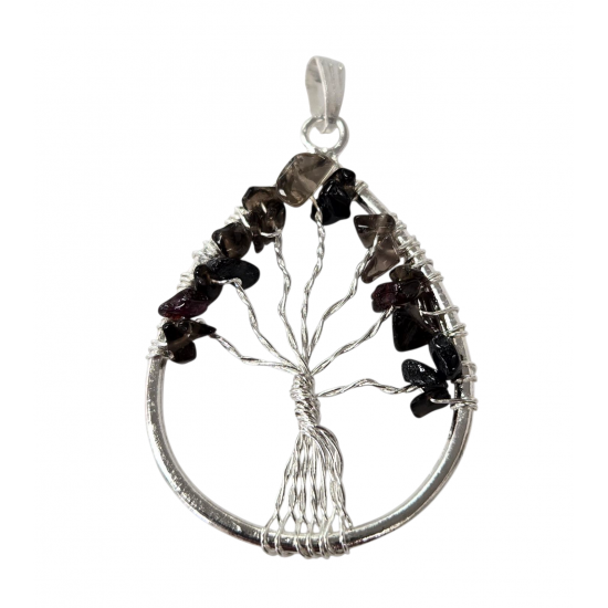 pendentif arbre de vie quartz fume
