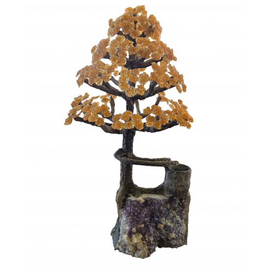 amethyst tree fountain with citrine leaf 