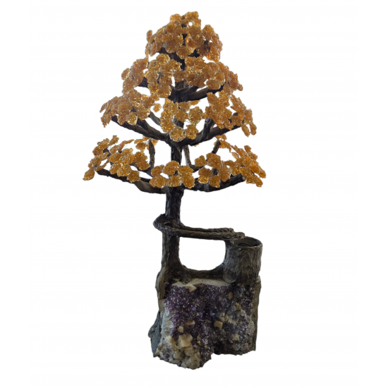 amethyst tree fountain with citrine leaf 