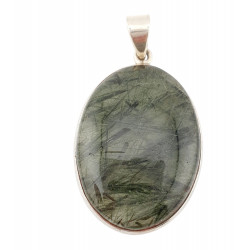 pendant quartz with green tourmaline silver