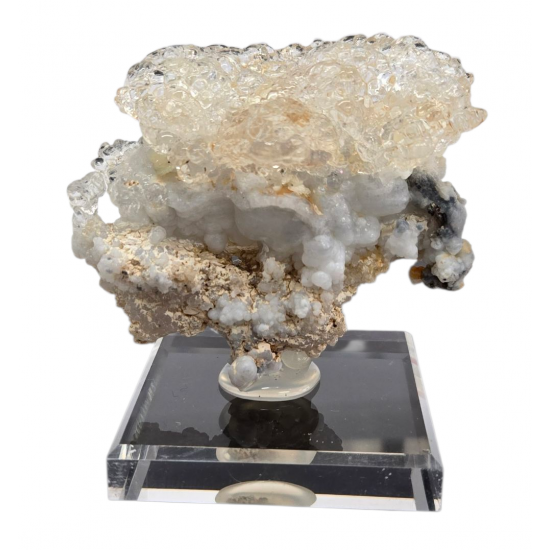 Hyalite opal on chalcedony