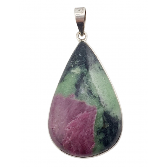 pendant zoisite and ruby silver