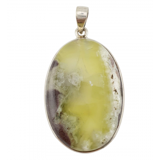pendant Yellow chrysoprase silver