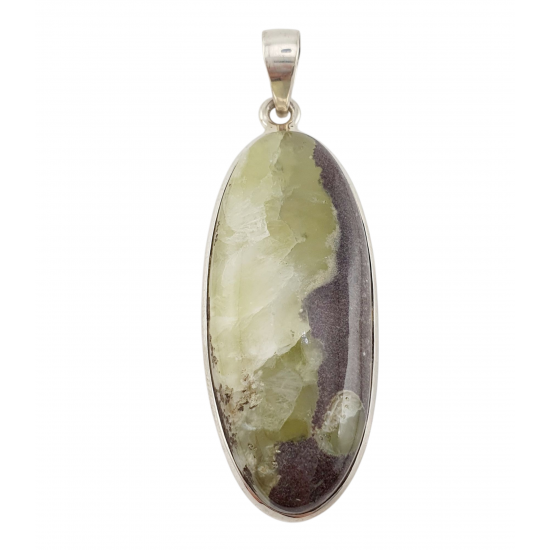 pendant Yellow chrysoprase silver