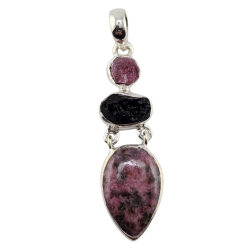 pendant rhodonite - tektite silver