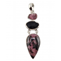 pendant rhodonite - tektite silver