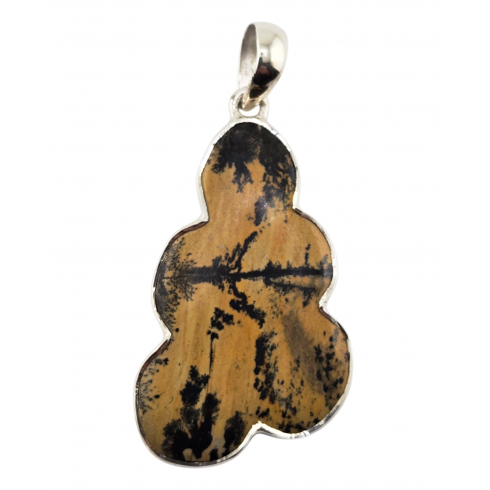pendant paint brush jasper silver