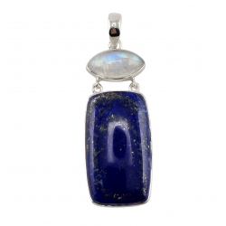 pendant lapis lazuli - moonstone silver