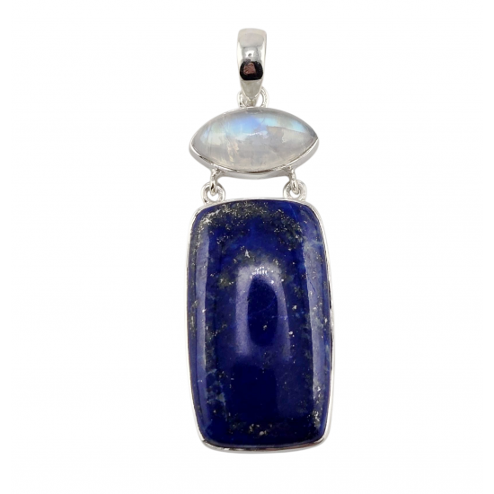 pendant lapis lazuli - moonstone silver