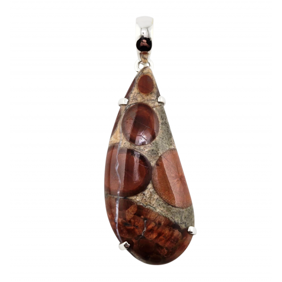 pendant peanut obsidian silver