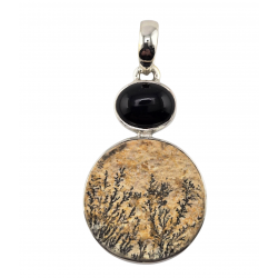 pendant psilomelane dendrit silver