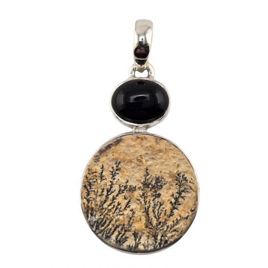 pendant psilomelane dendrit silver
