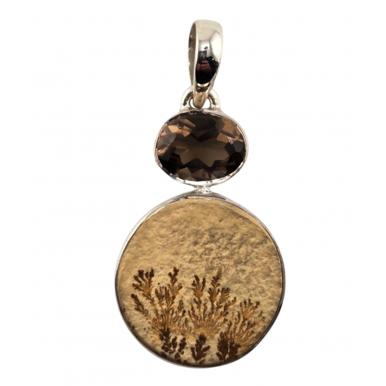 pendant psilomelane dendrit silver