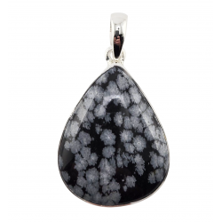 pendant snowflake obsidian silver