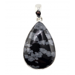 pendant snowflake obsidian silver