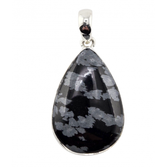 pendant snowflake obsidian silver