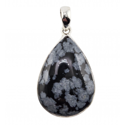 pendant snowflake obsidian silver