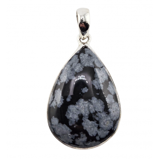 pendant snowflake obsidian silver