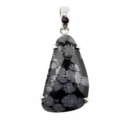 pendant snowflake obsidian silver
