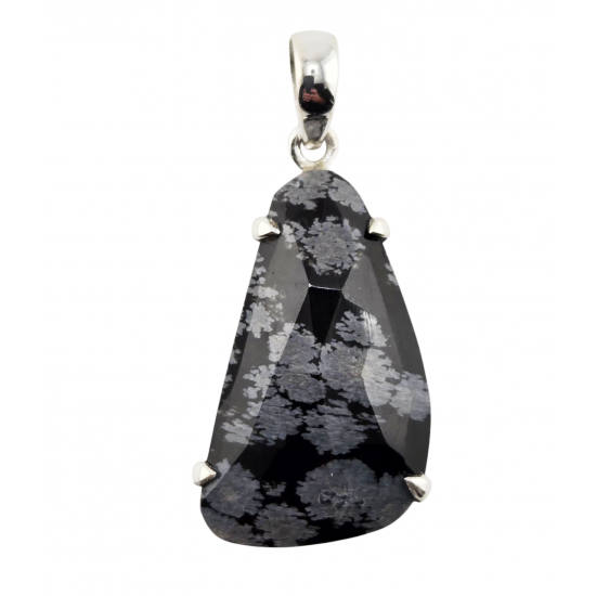 pendant snowflake obsidian silver