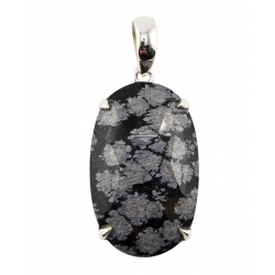 pendant snowflake obsidian silver