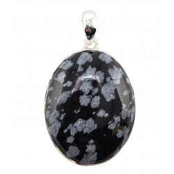 pendant snowflake obsidian silver
