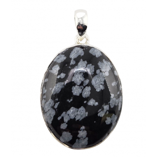 pendant snowflake obsidian silver