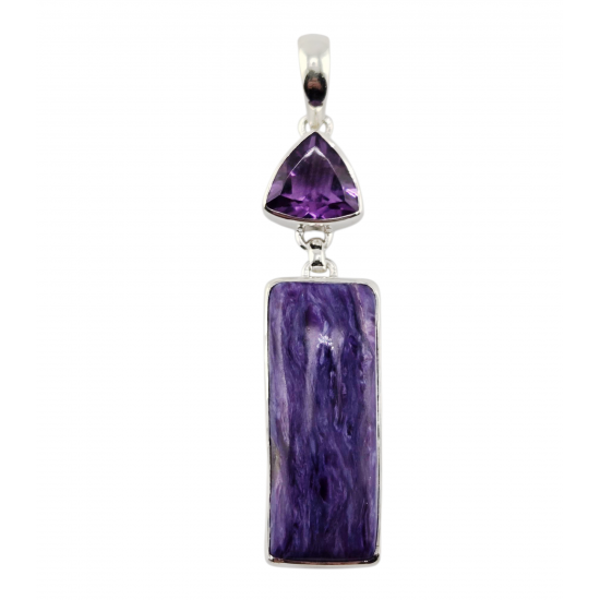 pendant charoite - amethyst silver