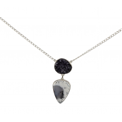 collier amethyste - opale dendrite argent