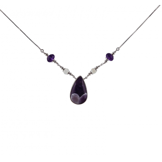 Sterling Silver amethyst - moonstone Necklace