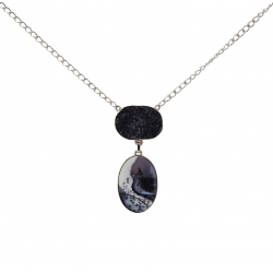 collier amethyste - opale dendrite argent