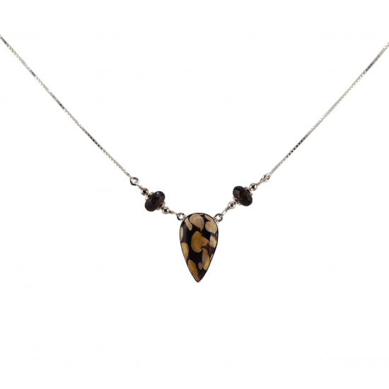 Sterling Silver peanut wood fossil Necklace