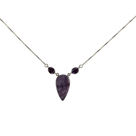 Sterling Silver lepidolite - amethyst Necklace