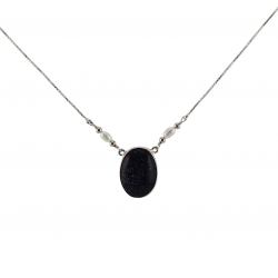 collier blue sand stone argent