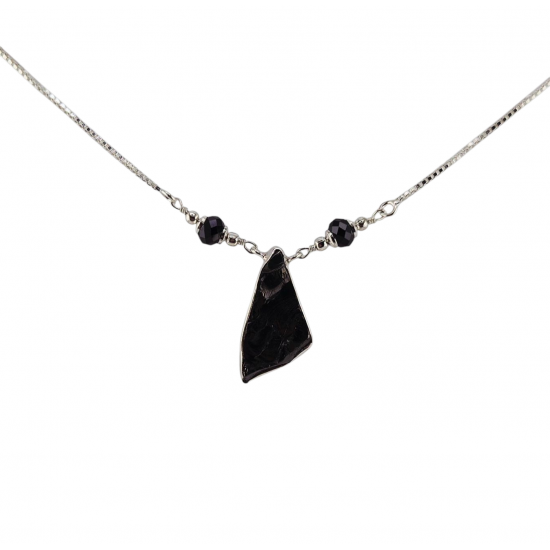 Sterling Silver shungite - black spinel Necklace