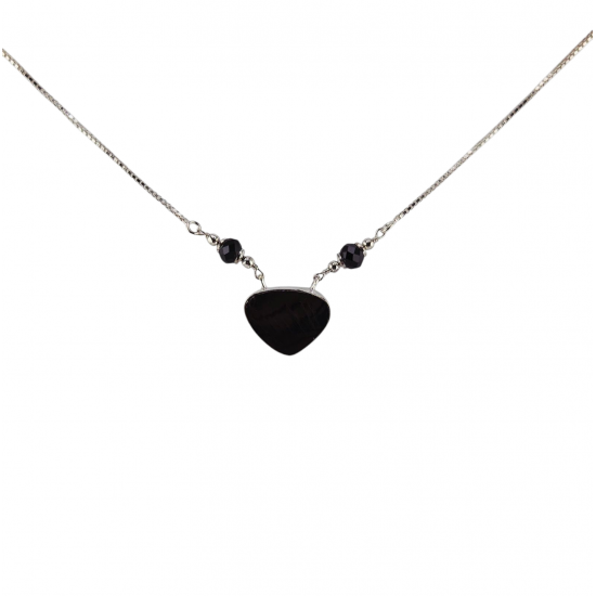 Sterling Silver shungite - black spinel Necklace