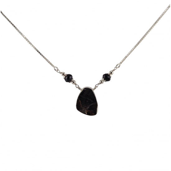Sterling Silver shungite - black spinel Necklace