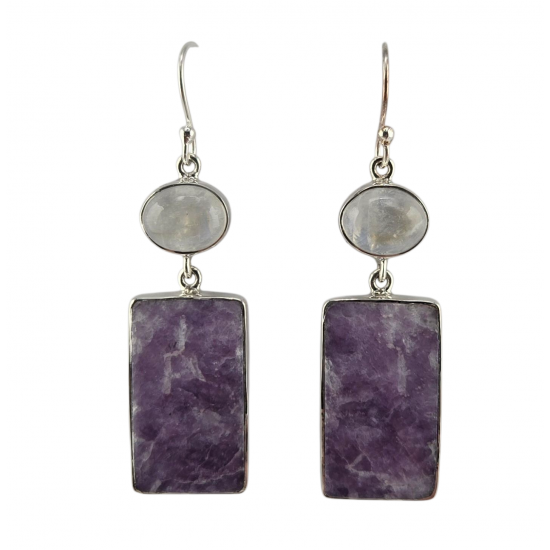 earrings lepidolite - moonstone