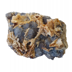 Blue Fluorite on quartz and barite