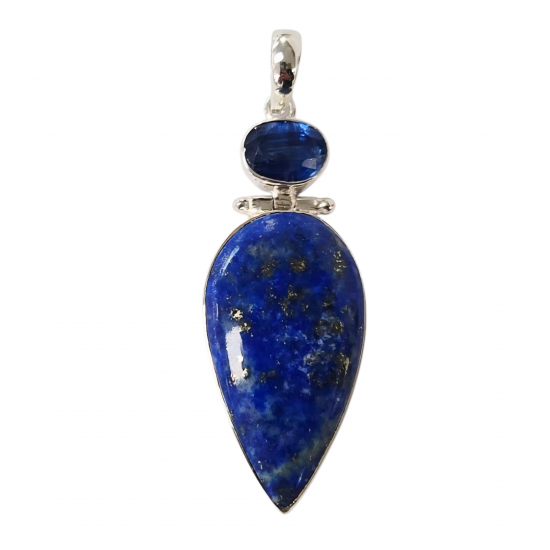 pendant lapis lazuli and kyanite silver pendant lapis lazuli and kyanite silver