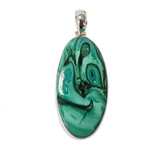 pendant malachite and chrysocolla silver