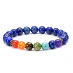 bracelet 7 chakras 6mm lapis lazuli 